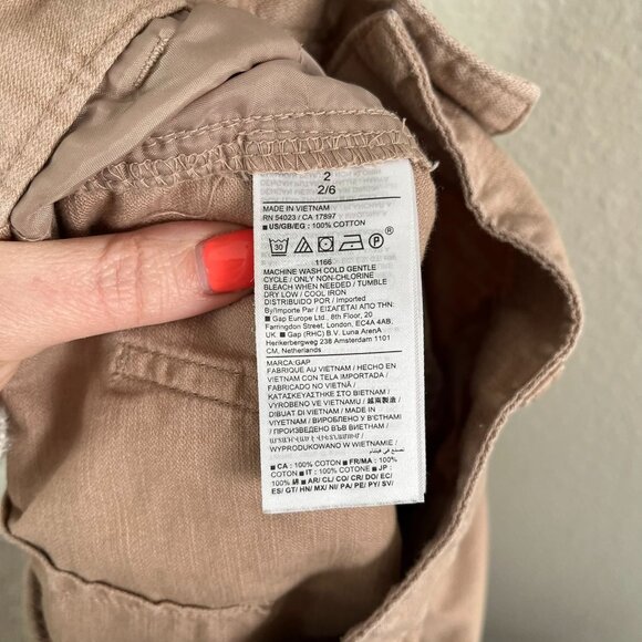 Gap Girlfriend Cargo Jogger Pants Warm Golden Brown Size 2 100% Cotton - Picture 11 of 12